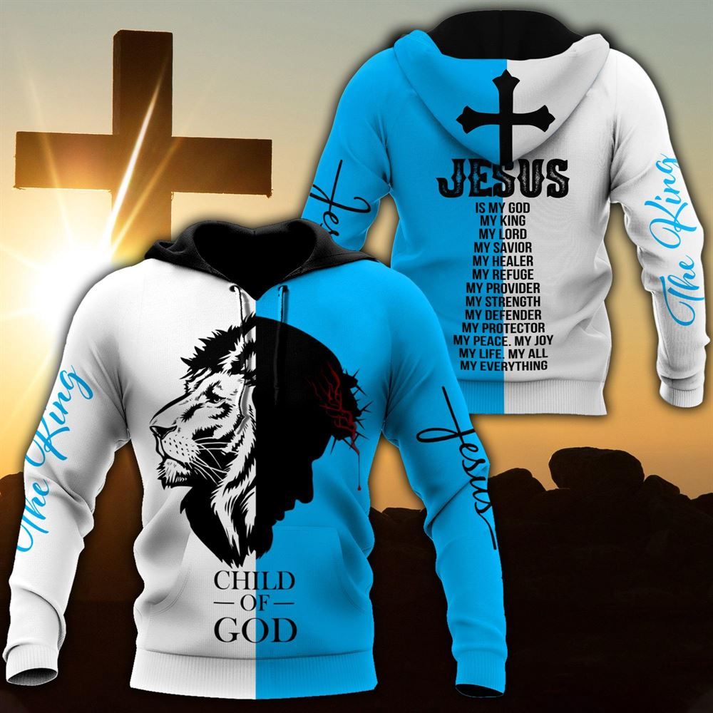 Lion White And Jesus Is The King Child Of God 3D Hoodie For Man And Women, Jesus Printed 3D Hoodie