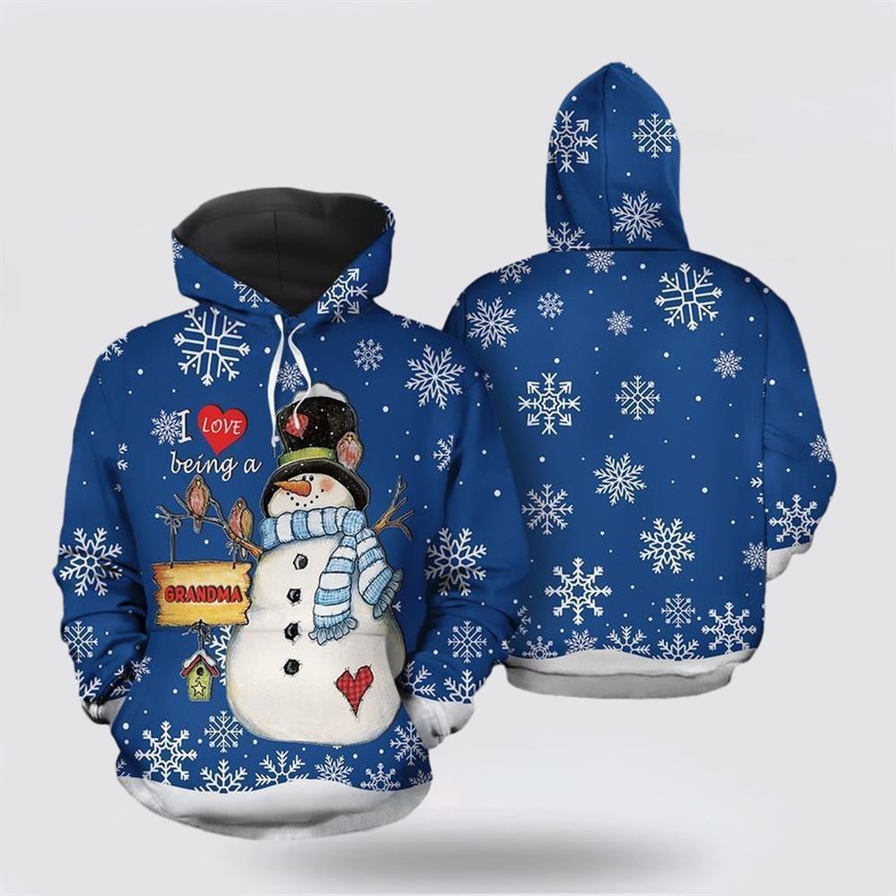 Love Being A Grandma Christmas Snowman All Over Print 3D Hoodie For Men & Women, Christmas Hoodie Cute, Christmas Gift, Christmas Fashion