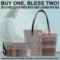 Uncover the sacred meaning of your name - Personalized Leather TOTE Bag Luxury – Free Clutch Purse Gift | CHRISTIANARTBAG