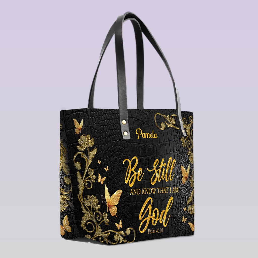 Personalized Leather Tote Bag with Bible Verses – Custom Faith-Inspired Leather TOTE Bag | CHRISTIANARTBAG Leather TOTE Bag Navy CAB01121025