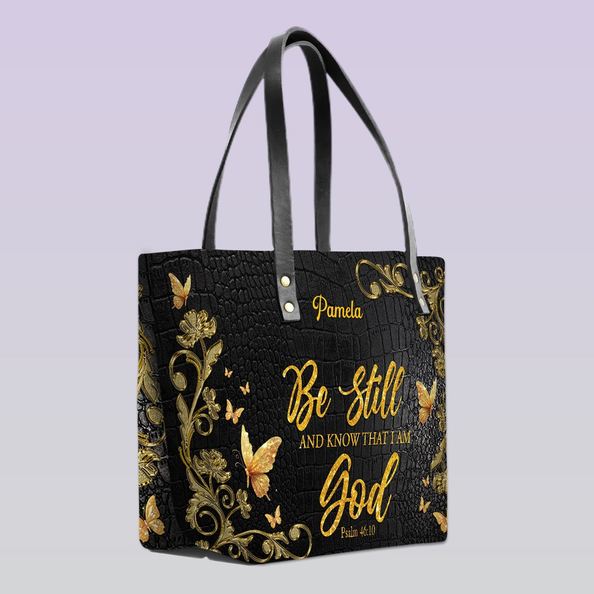 Personalized Leather Tote Bag with Bible Verses – Custom Faith-Inspired Leather TOTE Bag | CHRISTIANARTBAG Leather TOTE Bag Navy CAB01122225
