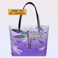 Personalized Leather Tote Bag with Bible Verses – I Am The Storm - Dragonfly | CHRISTIANARTBAG Leather TOTE Bag