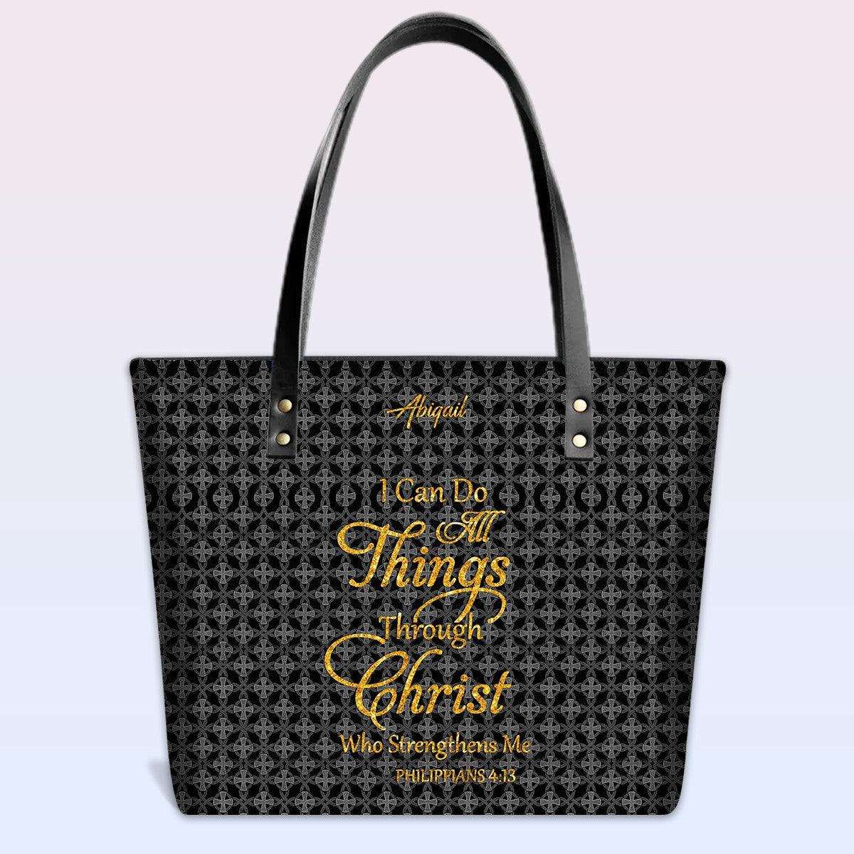 Personalized Leather Tote Bag – Luxury Christian Tote with Custom Name, Bible Verse, Gift for Women | CHRISTIANARTBAG