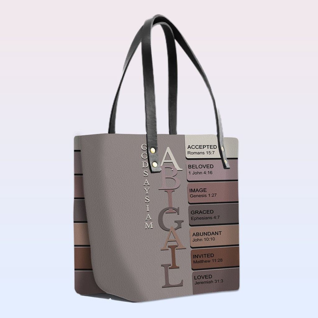 Uncover the sacred meaning of your name - Personalized Leather TOTE Bag Luxury – Free Clutch Purse Gift | CHRISTIANARTBAG