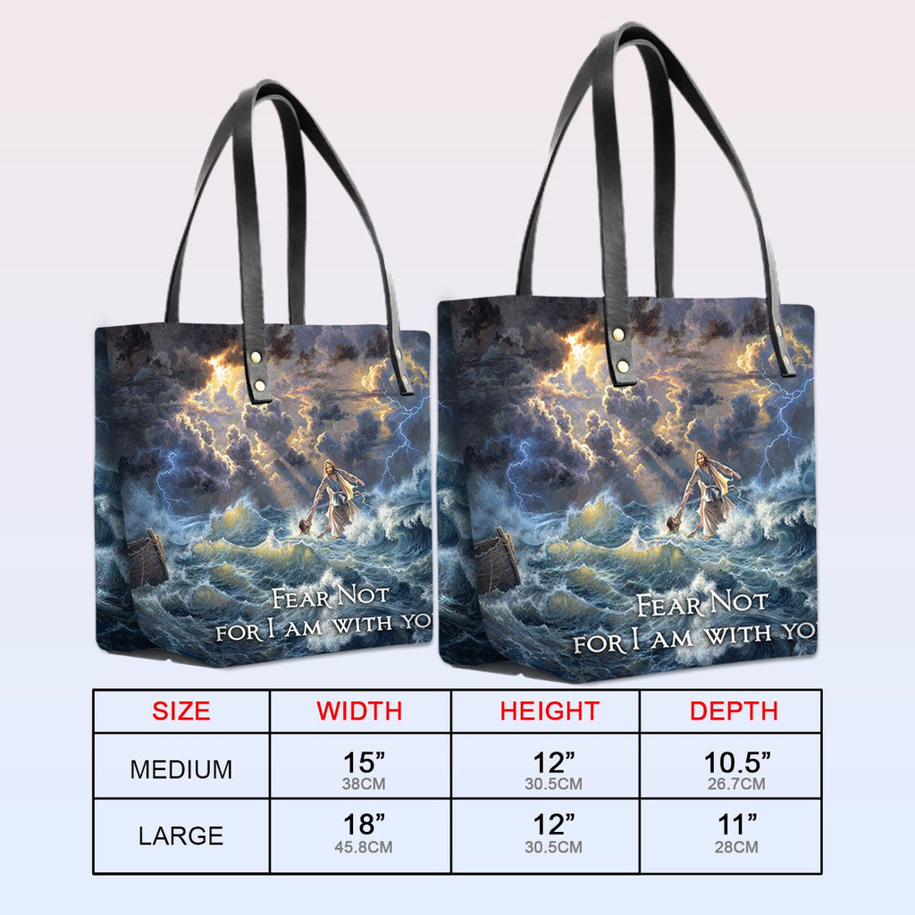 Personalized Leather Tote Bag with Bible Verses – Fear not, for I am with you Isaiah 41 10 | CHRISTIANARTBAG Leather TOTE Bag