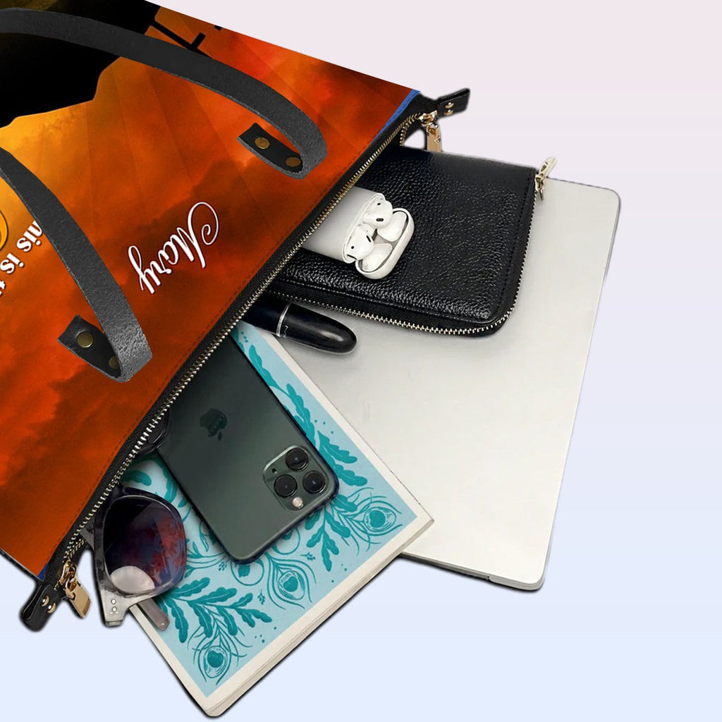 Personalized Leather Tote Bag with Bible Verses – This is the day the Lord has made let us rejoice! Psalm 118 24 | CHRISTIANARTBAG Leather TOTE Bag
