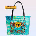 Personalized Leather Tote Bag with Bible Verses – God Gifted Me Two Titles Tie Dye | CHRISTIANARTBAG Leather TOTE Bag