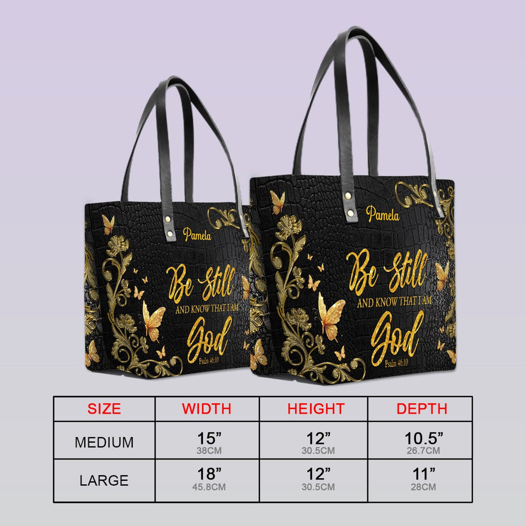 Personalized Leather Tote Bag with Bible Verses – Custom Faith-Inspired Leather TOTE Bag | CHRISTIANARTBAG Leather TOTE Bag Navy CAB01121025
