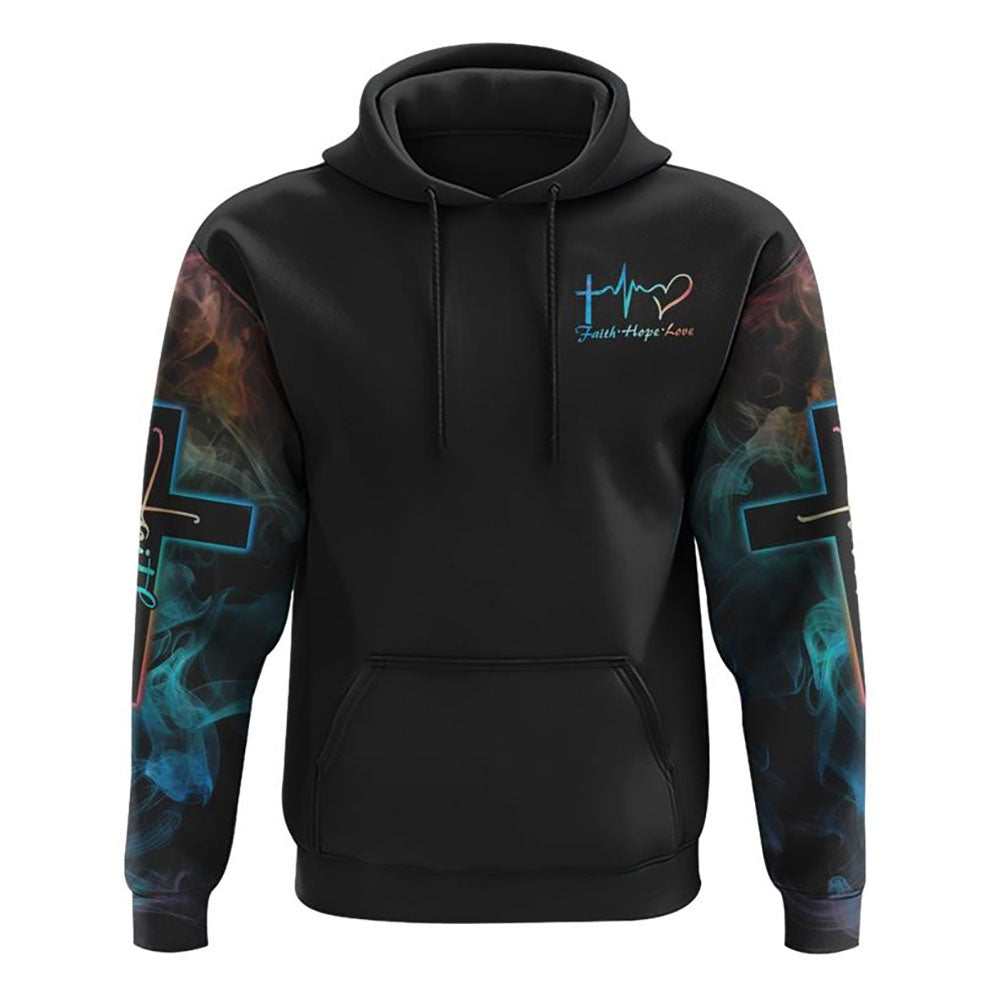 My God's Not Dead He's Surely Alive Lion Cross Light Smoke All Over Print 3D Hoodie, Christian Hoodie, Christian Sweatshirt, Bible Verse Shirt