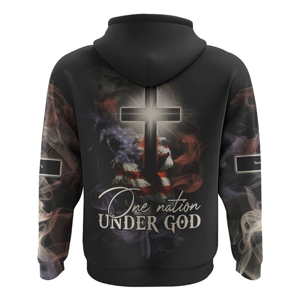 One Nation Under God Lion Light All Over Print 3D Hoodie, Christian Hoodie, Christian Sweatshirt, Bible Verse Shirt