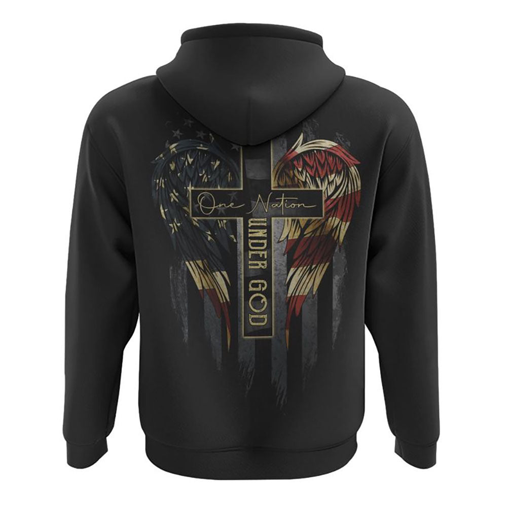 One Nation Under God Vintage American Flag All Over Print 3D Hoodie, Christian Hoodie, Christian Sweatshirt, Bible Verse Shirt