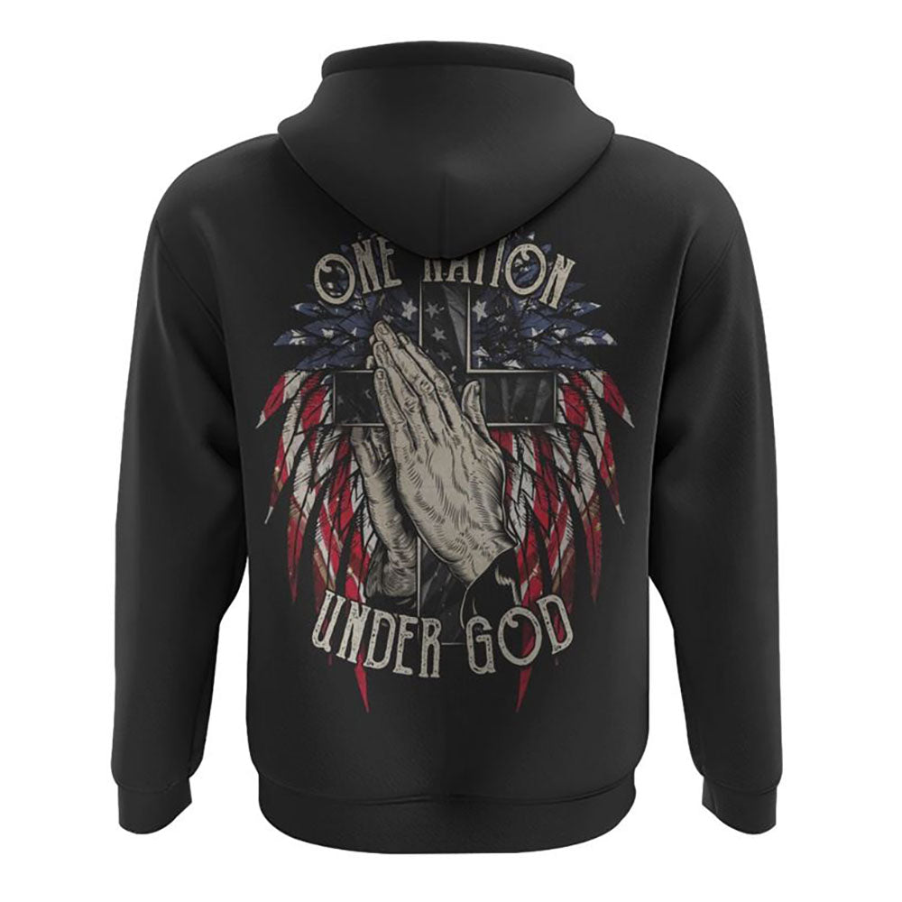 One Nation Under God Wings Hand All Over Print 3D Hoodie, Christian Hoodie, Christian Sweatshirt, Bible Verse Shirt