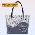 Personalized Christian Leather Tote Bag Luxury with Bible Verses – Custom Name Handbag by CHRISTIANARTBAG