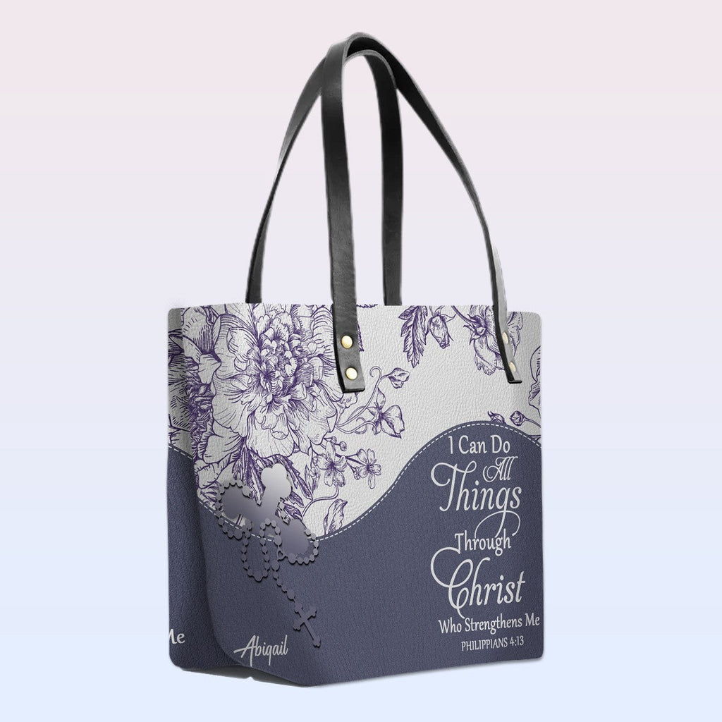 Personalized Leather TOTE Bag Luxury Set with Bible Verses – Christian Gift for Women | CHRISTIANARTBAG