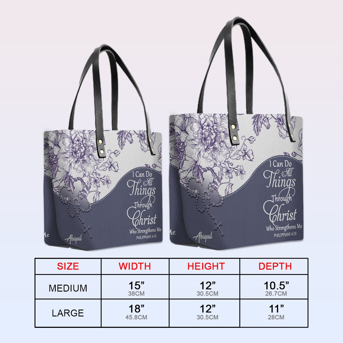 Personalized Leather TOTE Bag Luxury Set with Bible Verses – Christian Gift for Women | CHRISTIANARTBAG