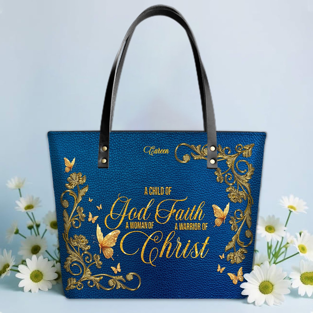 Personalized Leather Tote Bag with Bible Verses – I Know The Plans I Have For You – Custom Faith-Inspired Leather TOTE Bag | CHRISTIANARTBAG Leather TOTE Bag CAB016625