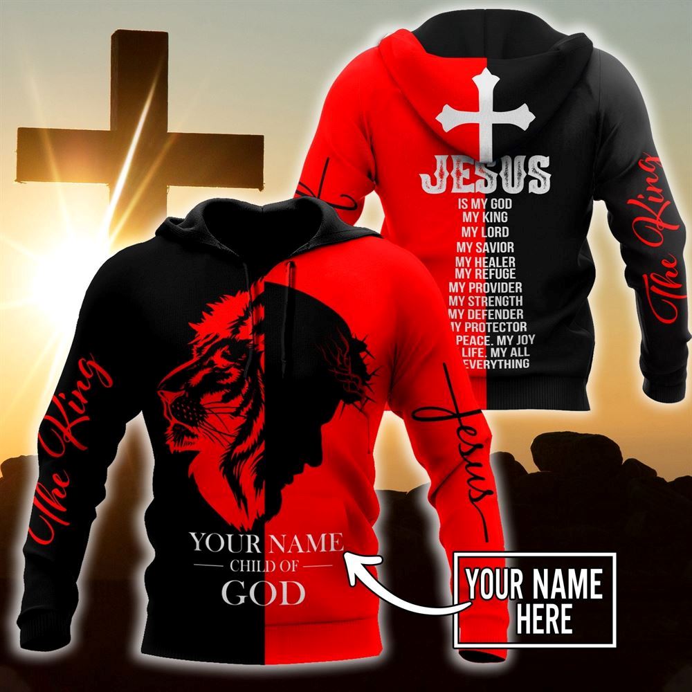Personalized Lion Red And Jesus Is The King God 3D Hoodie For Man And Women, Jesus Printed 3D Hoodie