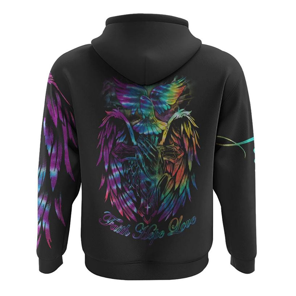 Praying Hand Dove All Over Print 3D Hoodie, Christian Hoodie, Christian Sweatshirt, Bible Verse Shirt