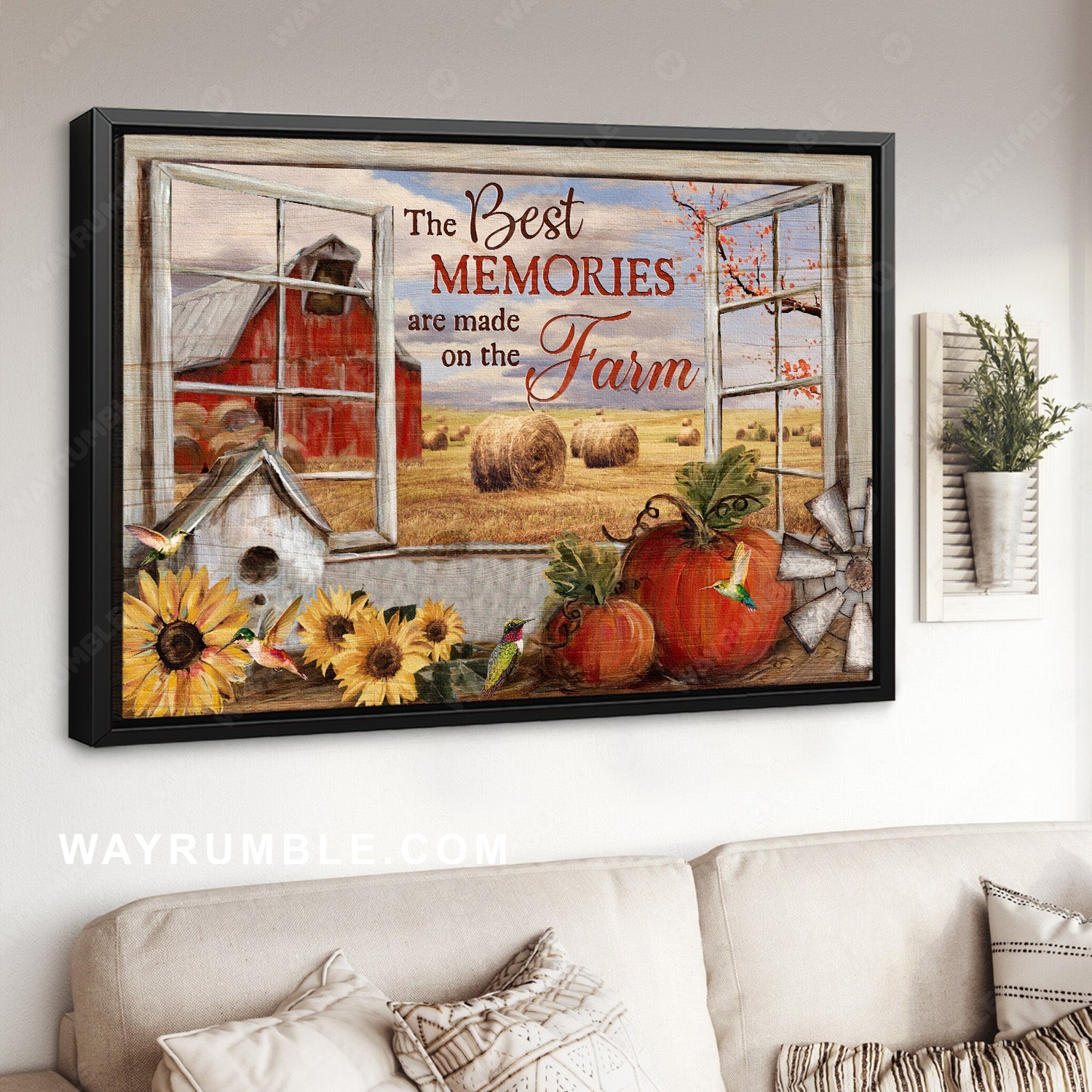 Pretty farm painting, Pumpkin drawing, The best memories are made on the farm - Jesus Landscape Canvas Prints, Home Decor Wall Art