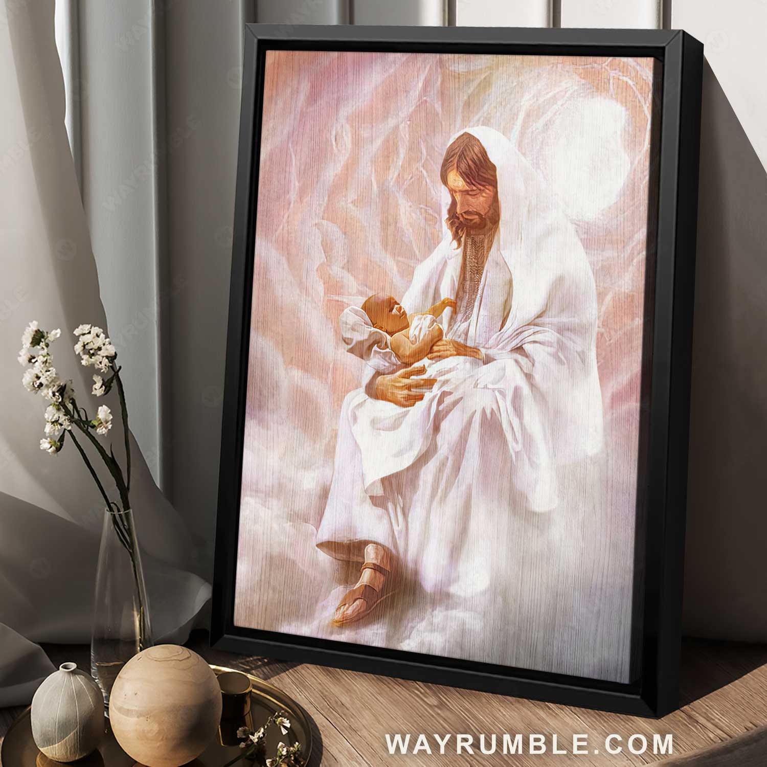 Beautiful heaven, Jesus painting, Jesus the savior, Jesus and a baby - Jesus Portrait Canvas Prints, Christian Wall Art