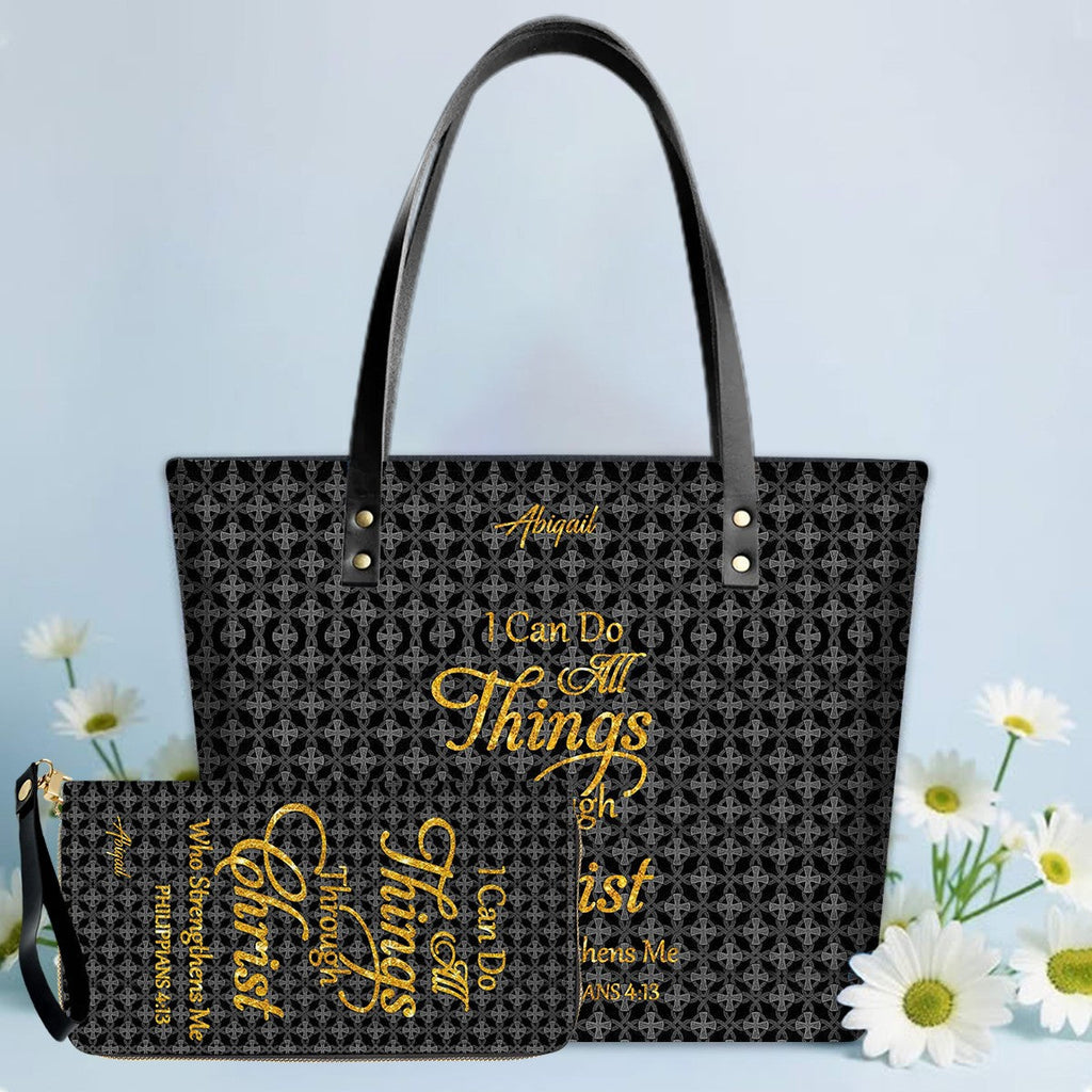 Personalized Leather Tote Bag – Luxury Christian Tote with Custom Name, Bible Verse, Gift for Women | CHRISTIANARTBAG