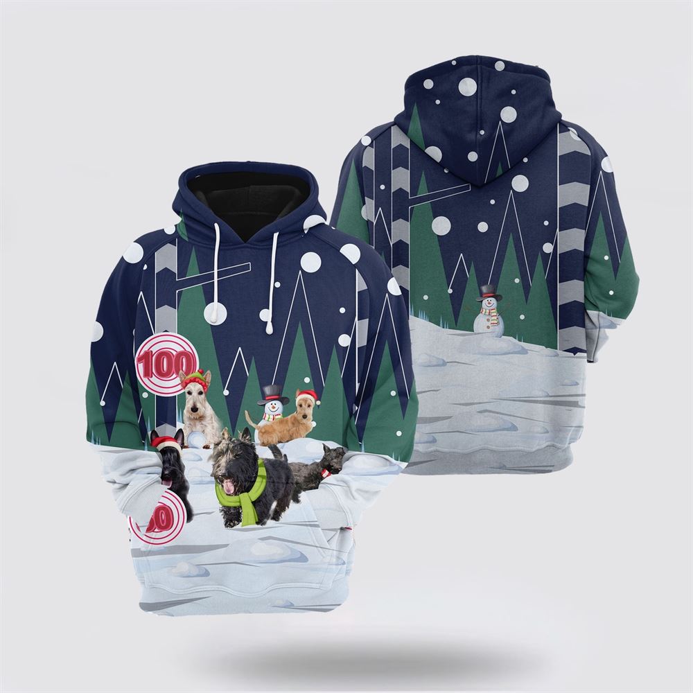 Scottish Terrier Playing Christmas All Over Print 3D Hoodie For Men & Women, Christmas Dog Hoodie, Christmas Hoodie Cute, Christmas Gift