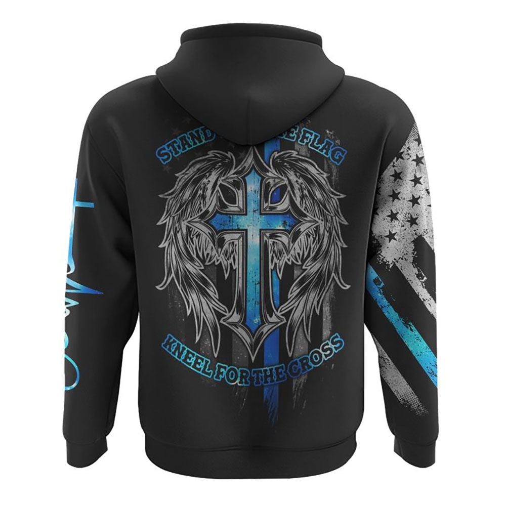 Stand For The Flag Kneel For The Cross Wings All Over Print 3D Hoodie, Christian Hoodie, Christian Sweatshirt, Bible Verse Shirt