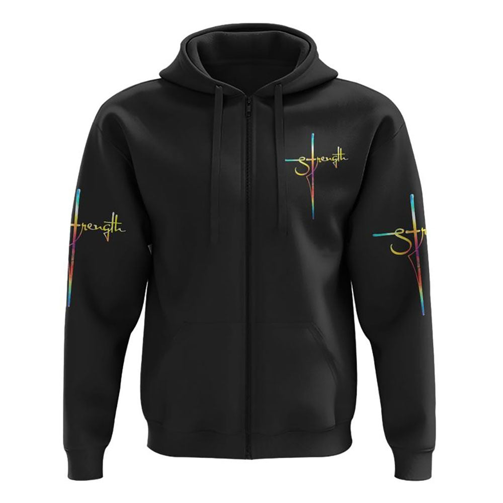 Strength Wings Colorful Watercolor All Over Print 3D Hoodie, Christian Hoodie, Christian Sweatshirt, Bible Verse Shirt