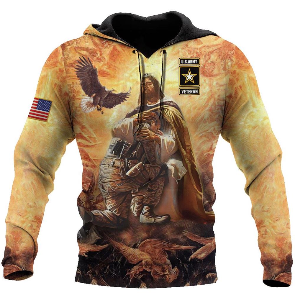 US Army Veteran God Always Protects Soldiers God 3D Hoodie For Man And Women, Jesus Printed 3D Hoodie