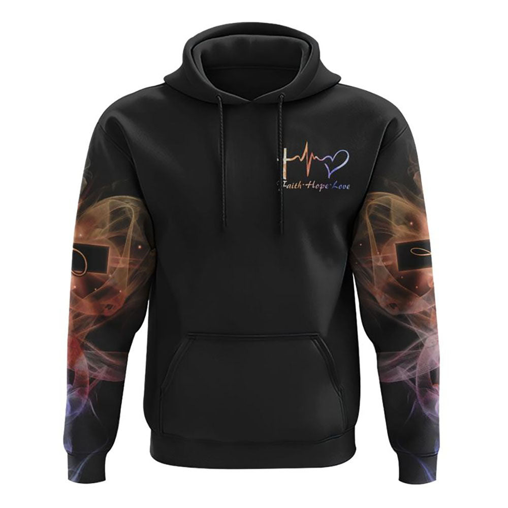 Walk By Faith Not By Sight Lion Cross All Over Print 3D Hoodie, Christian Hoodie, Christian Sweatshirt, Bible Verse Shirt