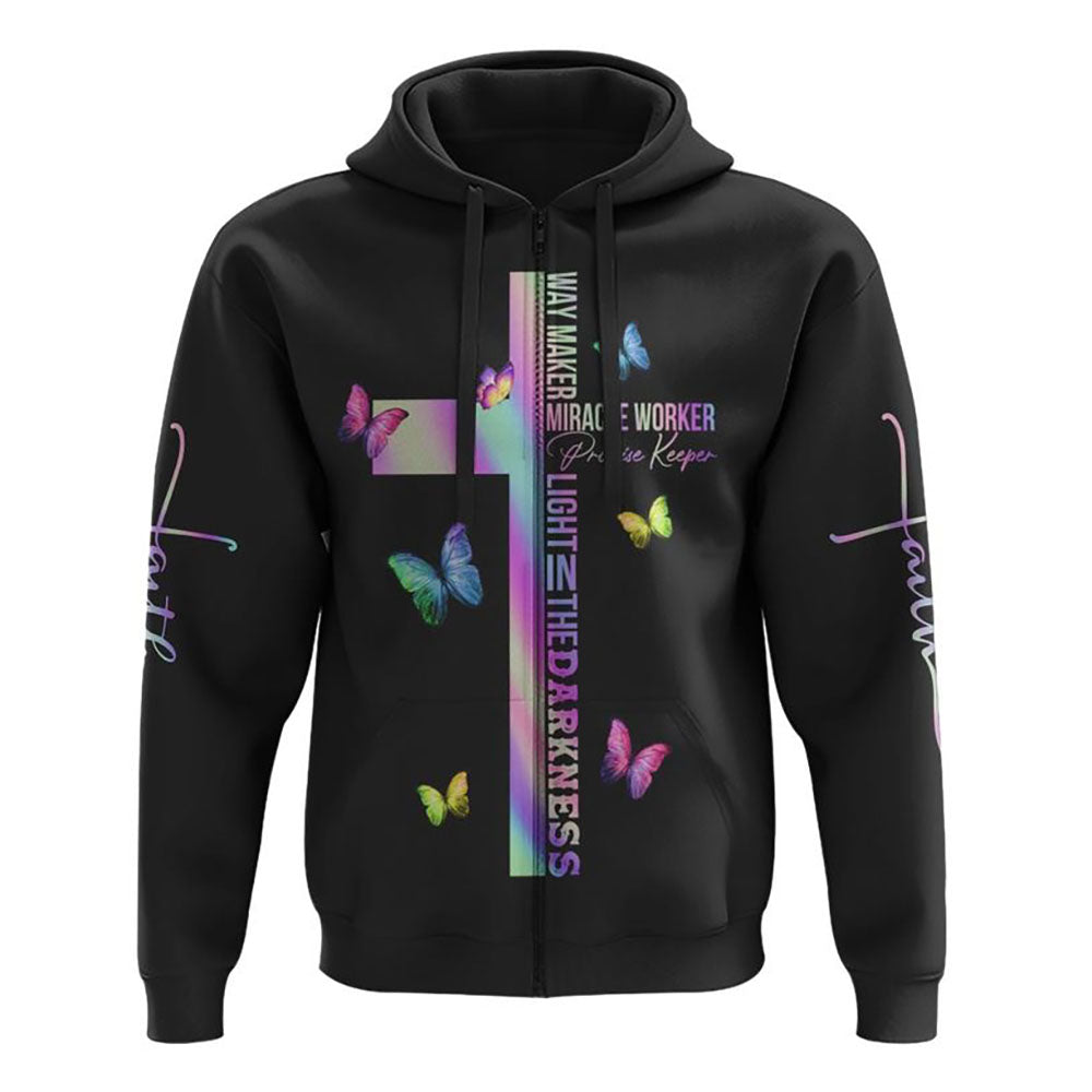 Way Maker Butterfly All Over Print 3D Hoodie, Christian Hoodie, Christian Sweatshirt, Bible Verse Shirt