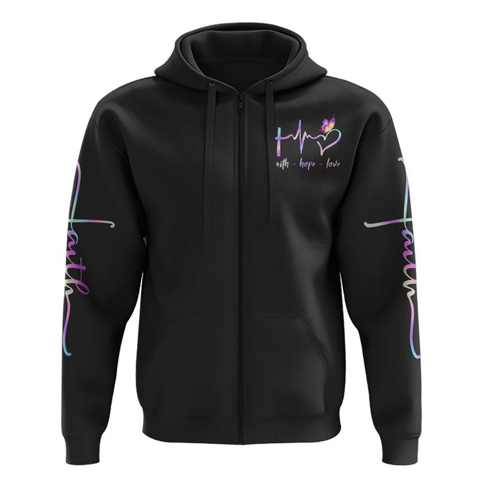 Way Maker Miracle Worker Butterfly Half Cross Text All Over Print 3D Hoodie, Christian Hoodie, Christian Sweatshirt, Bible Verse Shirt