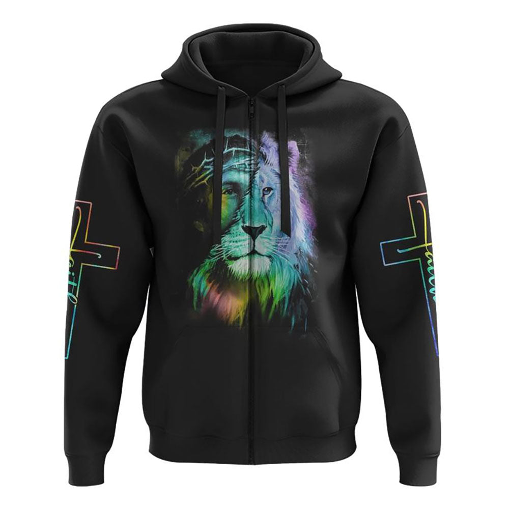 Way Maker Miracle Worker Colorful Lion Jesus All Over Print 3D Hoodie, Christian Hoodie, Christian Sweatshirt, Bible Verse Shirt