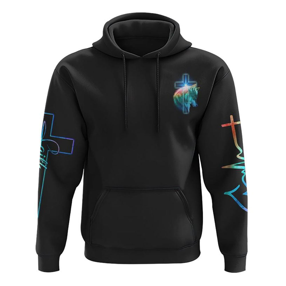 Way Maker Miracle Worker Cross Wolf All Over Print 3D Hoodie, Christian Hoodie, Christian Sweatshirt, Bible Verse Shirt