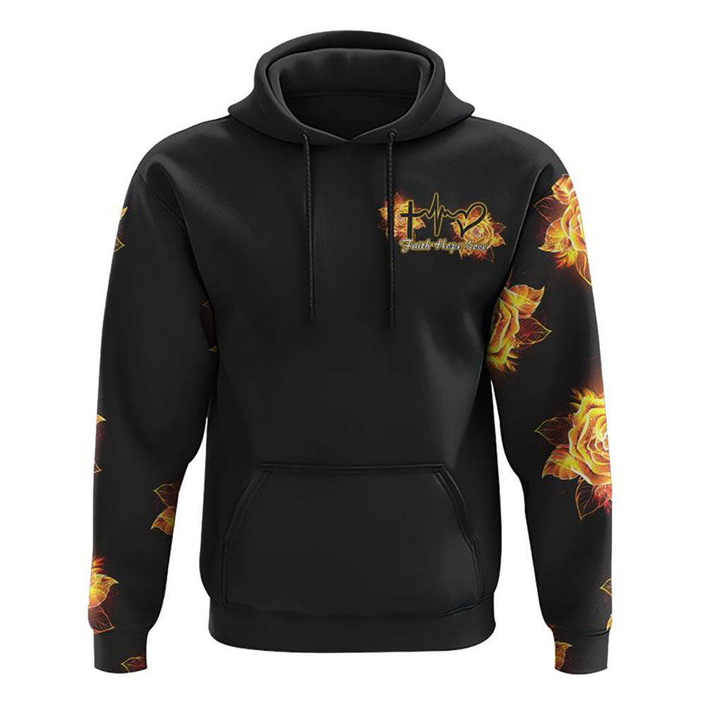 Way Maker Miracle Worker Gold Rose Cross All Over Print 3D Hoodie, Christian Hoodie, Christian Sweatshirt, Bible Verse Shirt