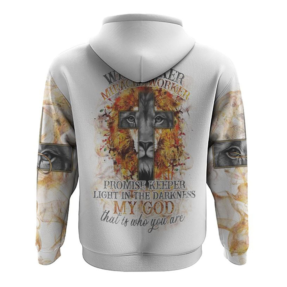 Way Maker Miracle Worker Half Lion Smoke All Over Print 3D Hoodie, Christian Hoodie, Christian Sweatshirt, Bible Verse Shirt