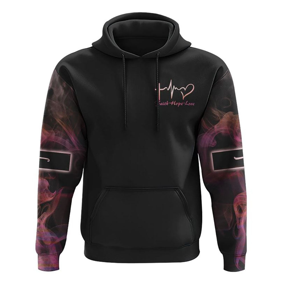 Way Maker Miracle Worker Lion Cross Pink Smoke All Over Print 3D Hoodie, Christian Hoodie, Christian Sweatshirt, Bible Verse Shirt
