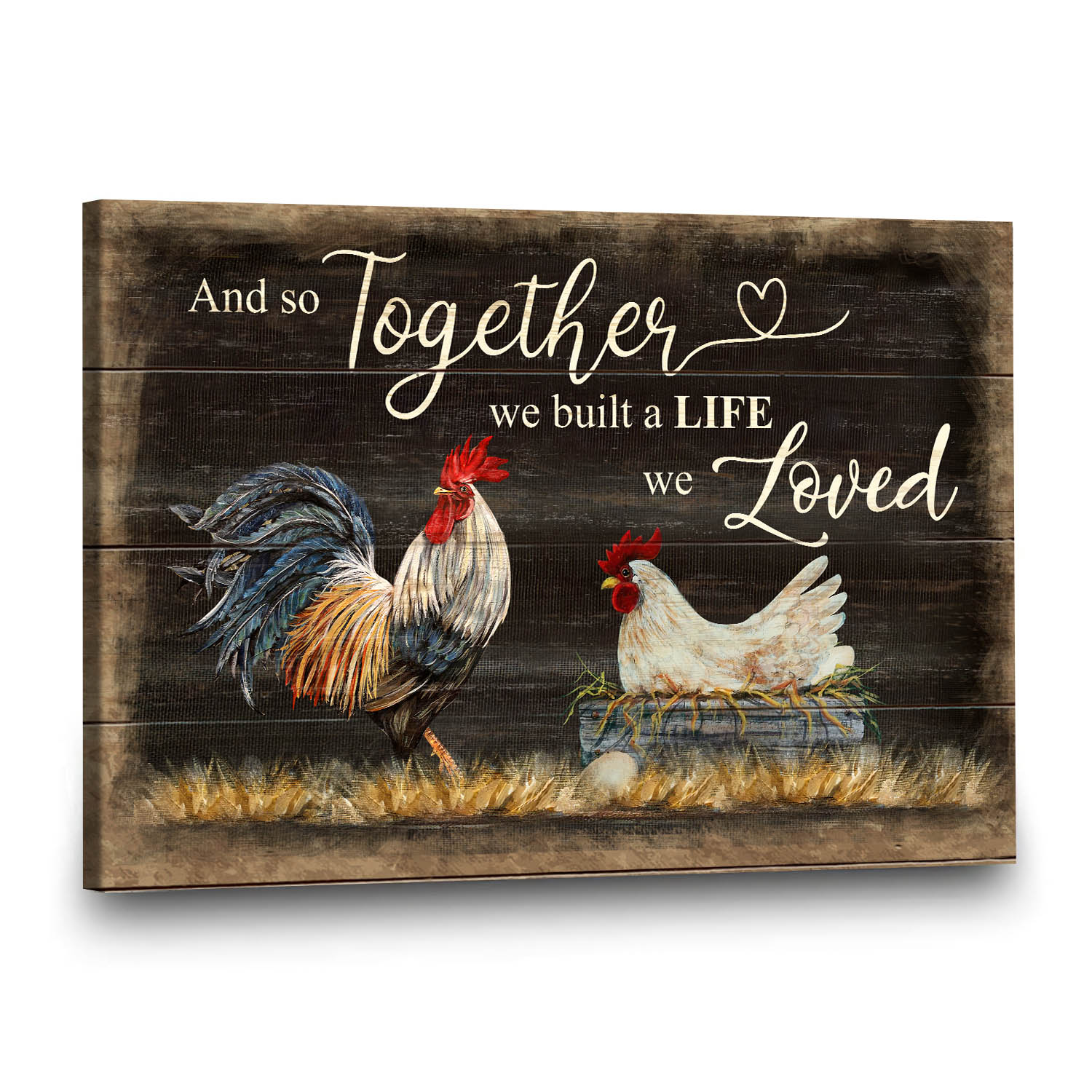 Chicken couple, And so together we built a life we loved - Couple Landscape Canvas Prints, Wall Art 2