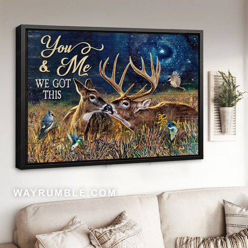 Amazing deer painting, Lovely hummingbird, Happy couple, You & me we got this - Family Landscape Canvas Prints, Wall Art