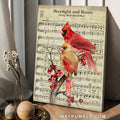 Watercolor cardinal, Pretty cranberry tree, Moonlight and Roses - Heaven Portrait Canvas Prints, Wall Art