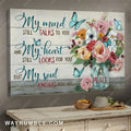 Brilliant flower painting, Blue butterfly, My mind still talks to you - Heaven Landscape Canvas Prints, Wall Art