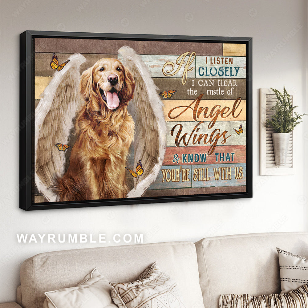 Golden Retriever, Angel wings, Monarch butterfly, You're still with us - Heaven Landscape Canvas Prints, Home Decor Wall Art