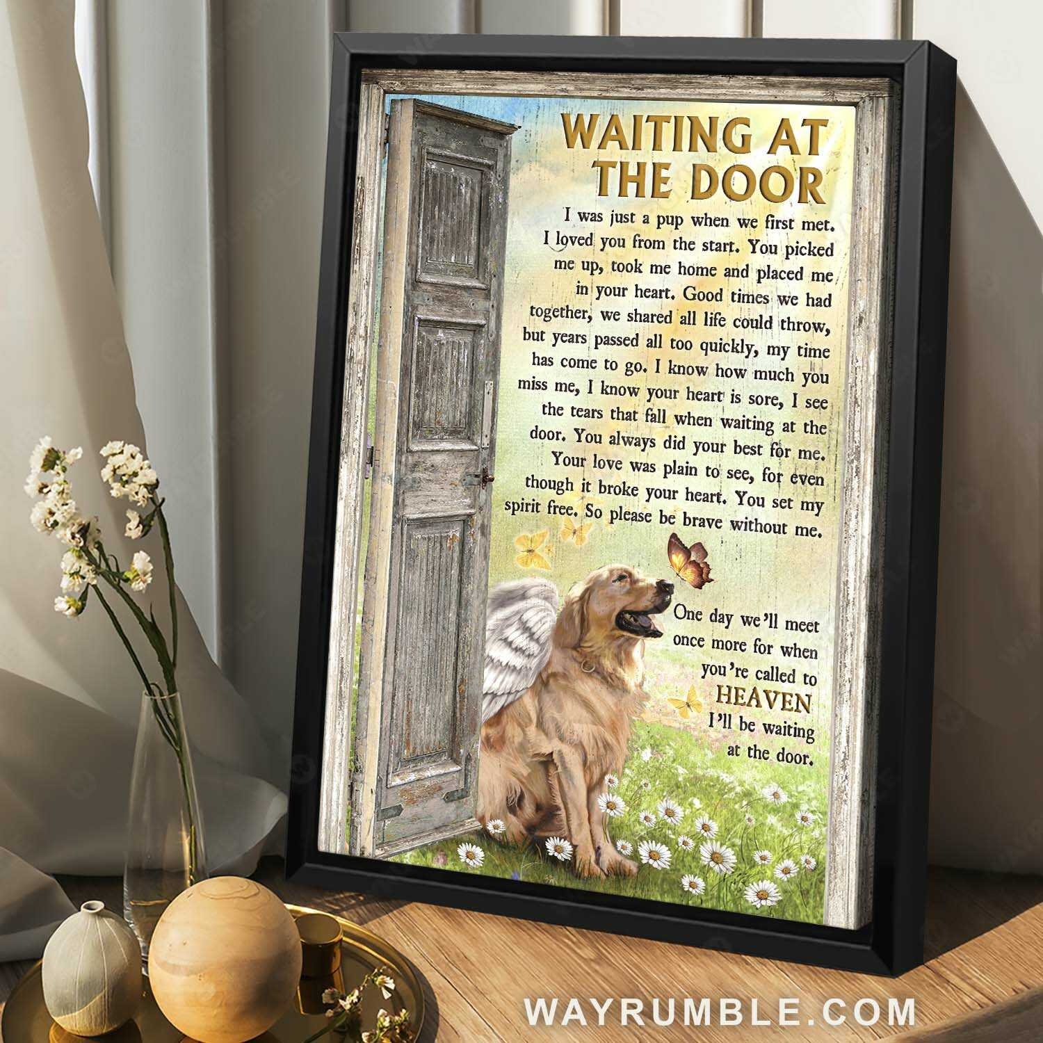 Golden Retriever, Great dog, Lovely angel, Daisy field, Waiting at the door - Heaven Portrait Canvas Prints, Wall Art