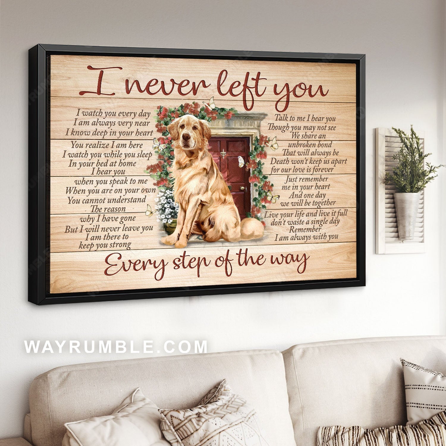 Golden Retriever, Lovely dog, Dog memorial gift, I never left you - Heaven Landscape Canvas Prints, Home Decor Wall Art