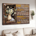 Daisy drawing, Still life painting, God didn't promise days without pain - Jesus Landscape Canvas Prints, Christian Wall Art