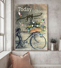Vintage bicycle, Hummingbird, Flower, Today I choose joy - Jesus Portrait Canvas Prints, Wall Art