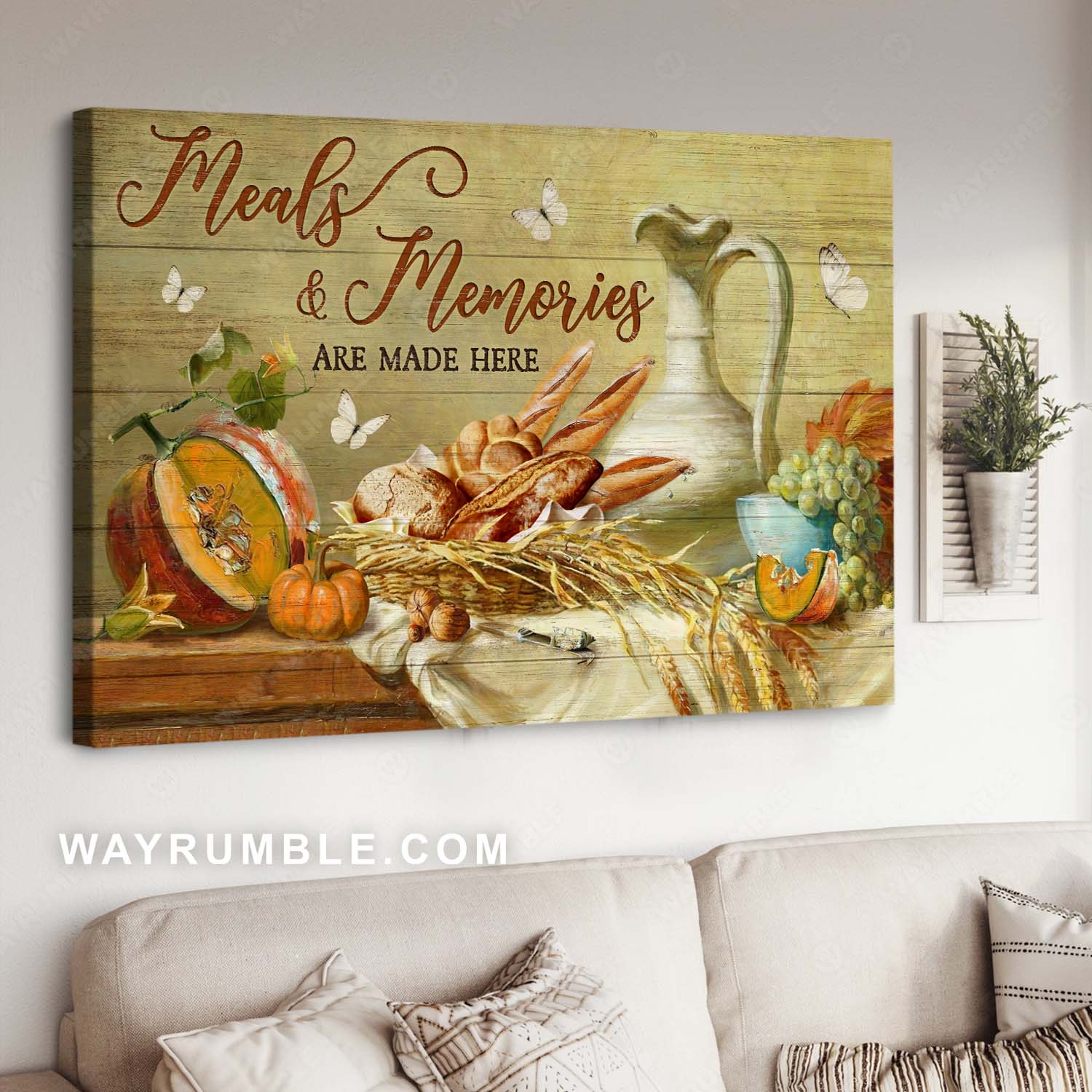 Kitchen drawing, Food art, White butterfly, Meals & memories are made here - Jesus Landscape Canvas Prints, Home Decor Wall Art