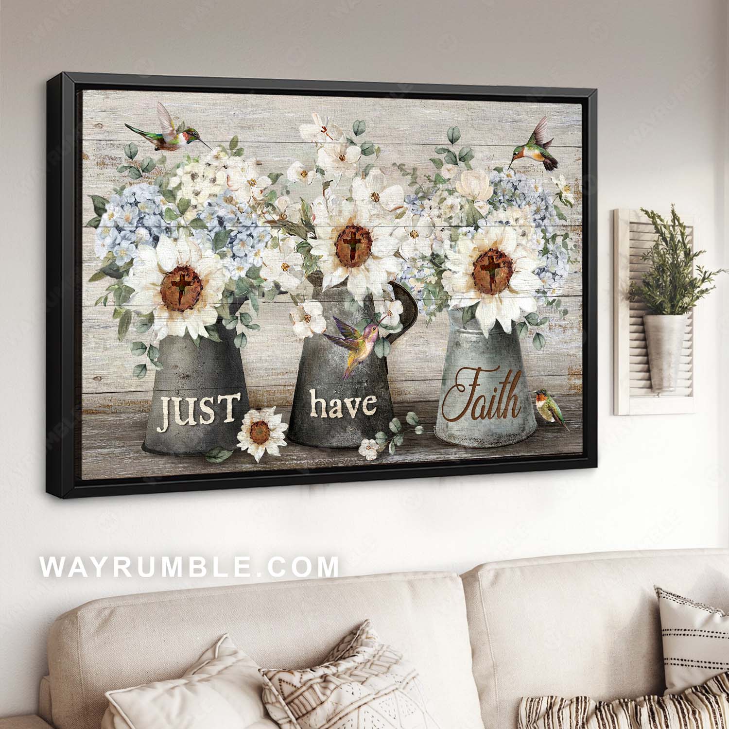 Flower painting, Watercolor hummingbird, Abstract cross, Just have faith - Jesus Landscape Canvas Prints, Home Decor Wall Art