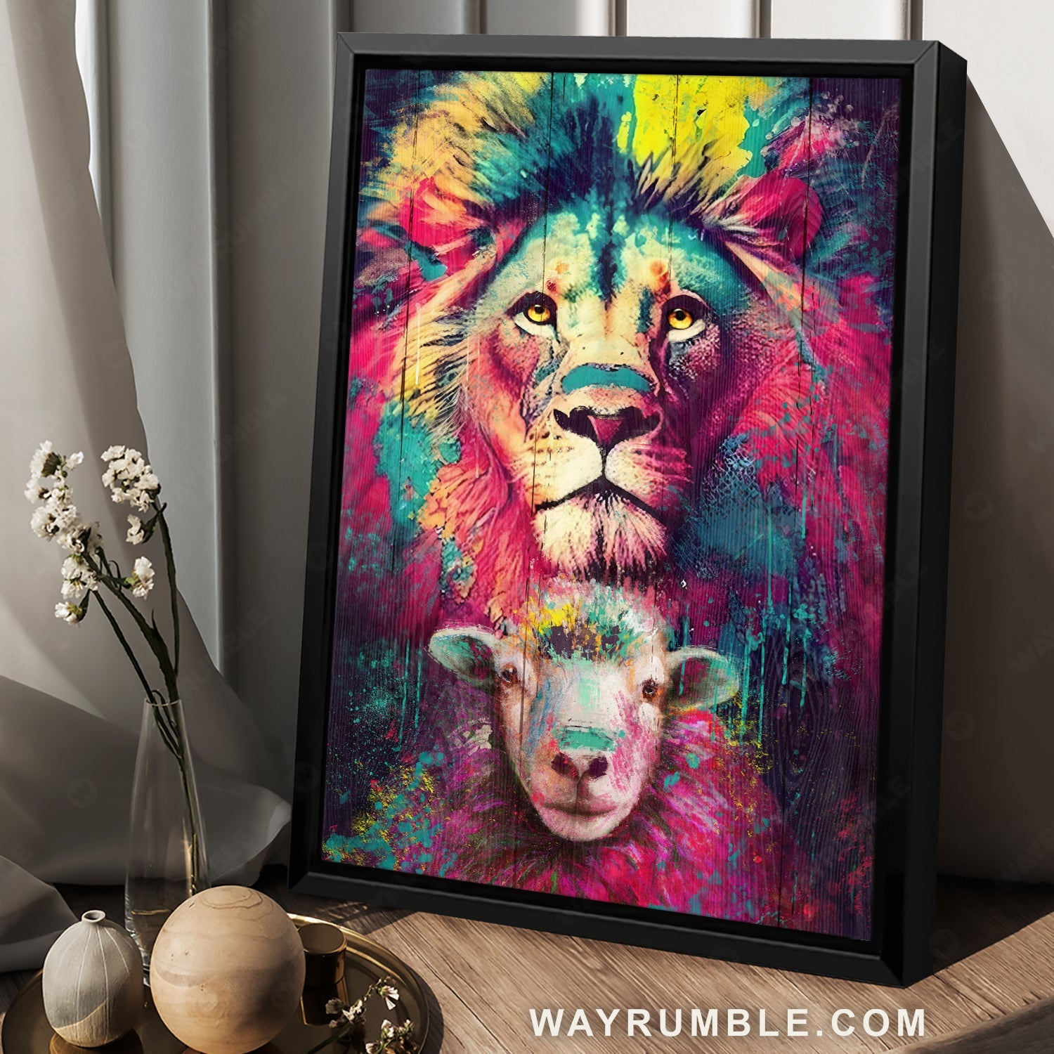 Awesome Lion of Judah, Lamb of God, Watercolor painting, Religious gift - Jesus Portrait Canvas Prints, Christian Wall Art
