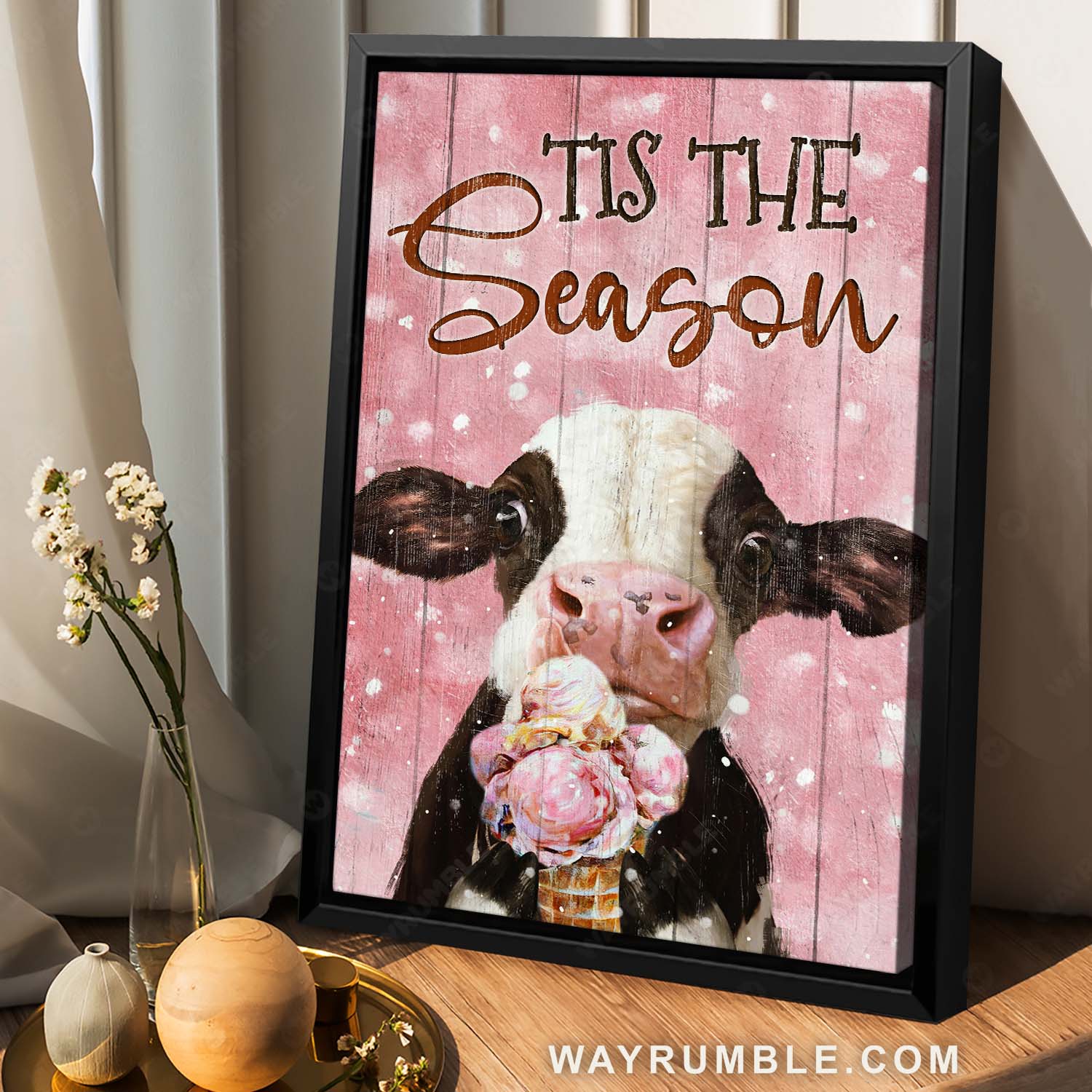 Cute dairy cow, Pink ice cream, Amazing snowfall, Tis the season - Jesus Portrait Canvas Prints, Home Decor Wall Art